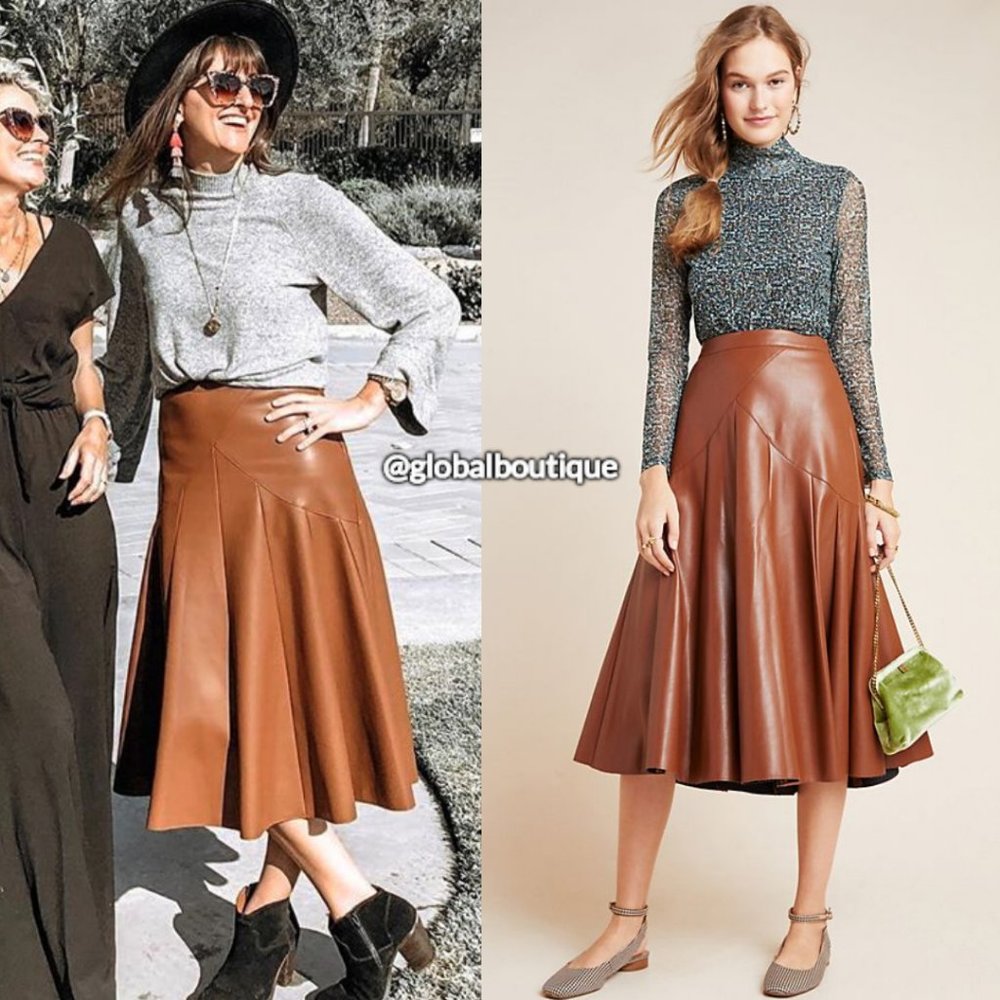 RARE NWT ANTHROPOLOGIE Mariska Faux Leather Skirt - Picture 7 of 8